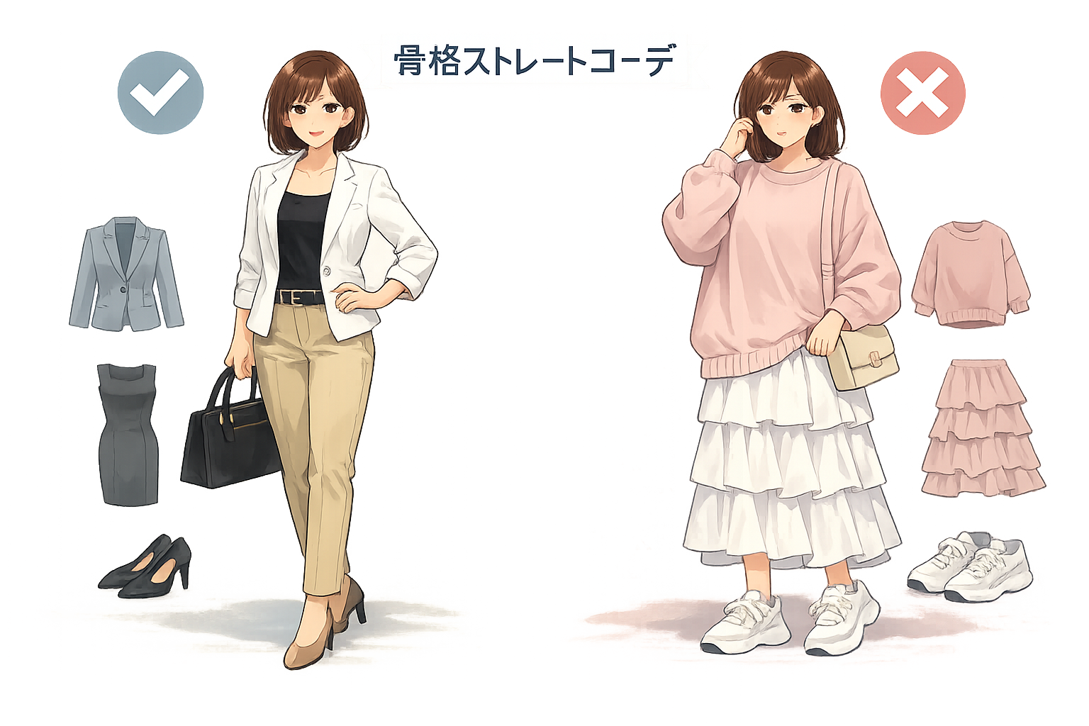 骨格ストレートの洗練されたコーディネートイメージ
