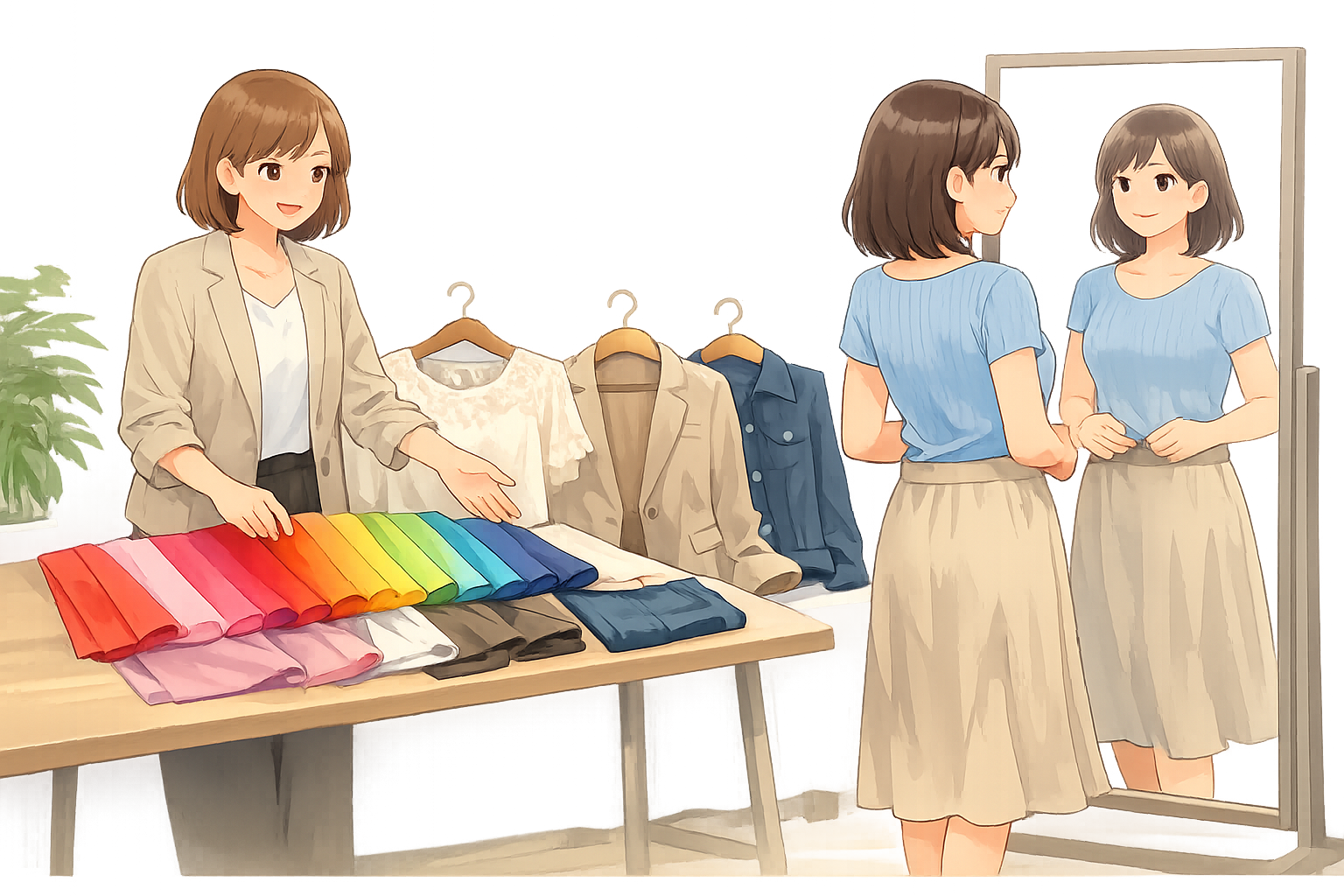 日本の都市や地域のマップ上に、サロンを象徴するアイコン(鏡やメイク道具)が配置されているイラスト