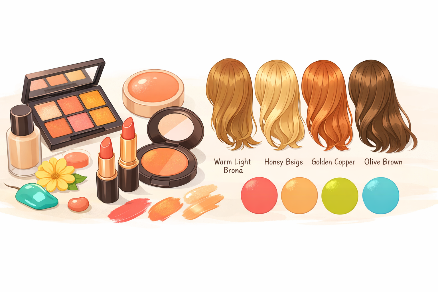 イエベ春向けのコスメアイテムやヘアカラーのサンプル