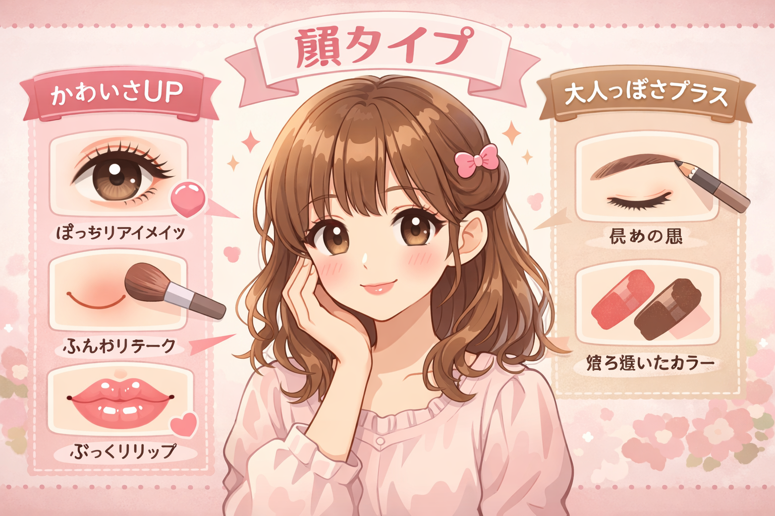 顔タイプキュートの垢抜けポイントをまとめた総括イメージ