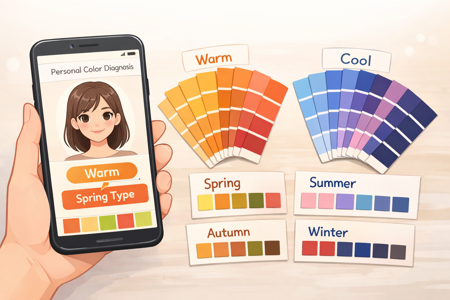 まとめ:スマートフォンのカラー診断画面と色見本