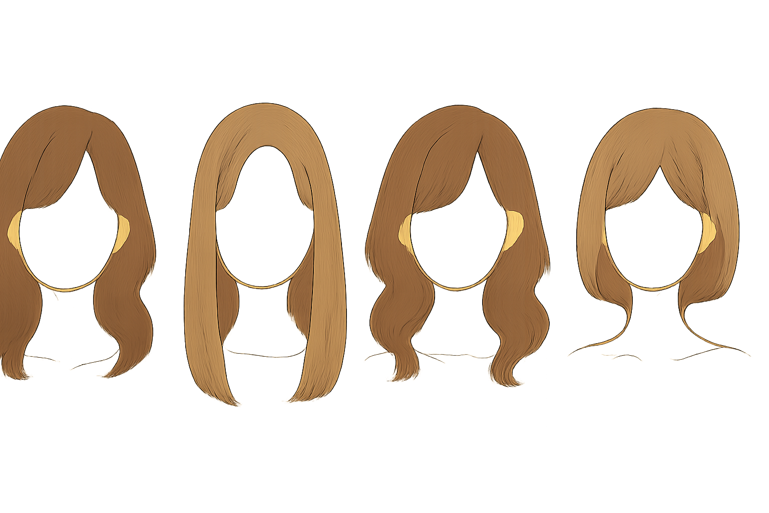 女性の髪型のバリエーションを表現したヘアスタイルのイラスト