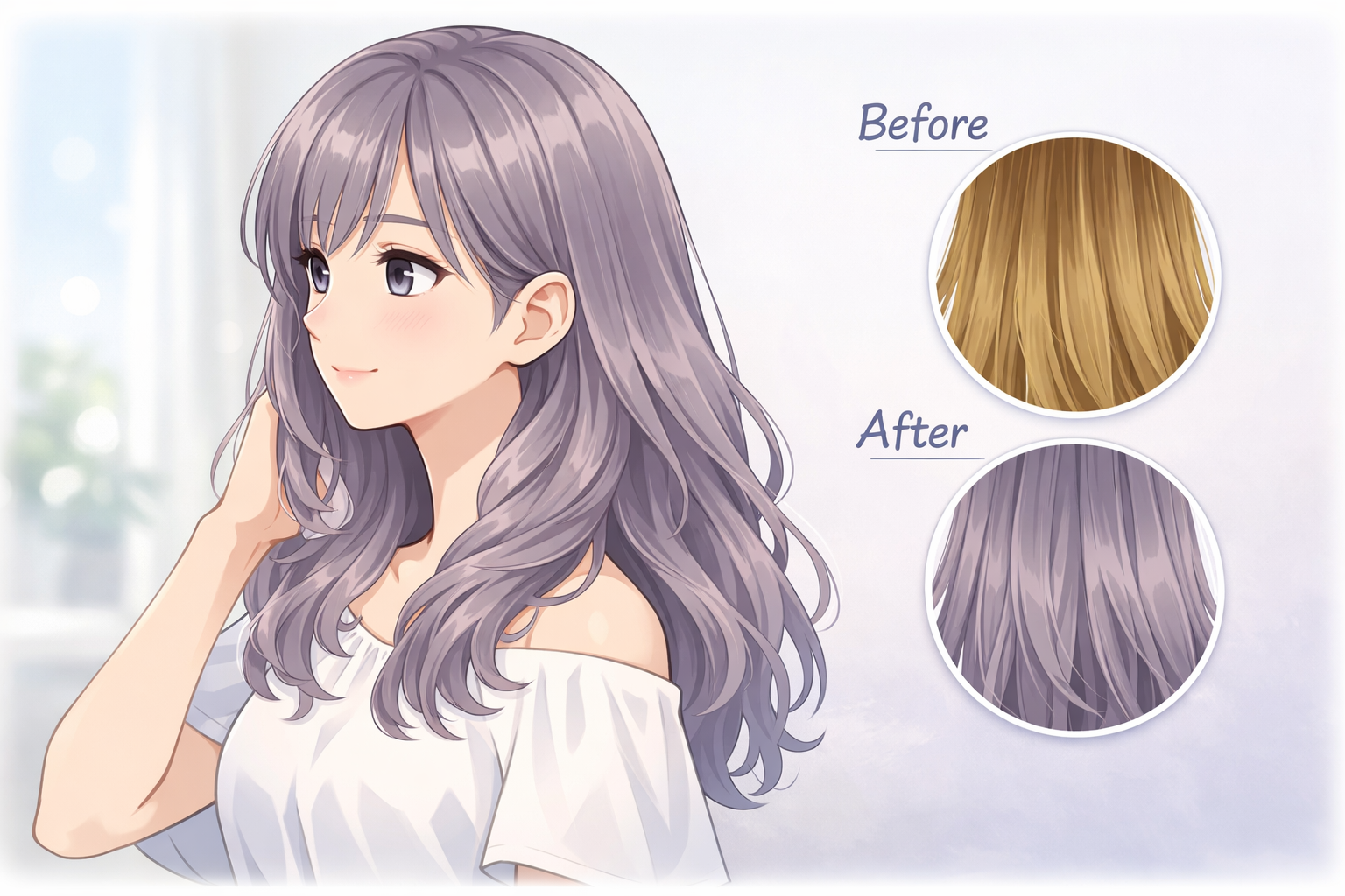 ブルベ夏に似合うラベンダーグレージュのヘアカラースタイル