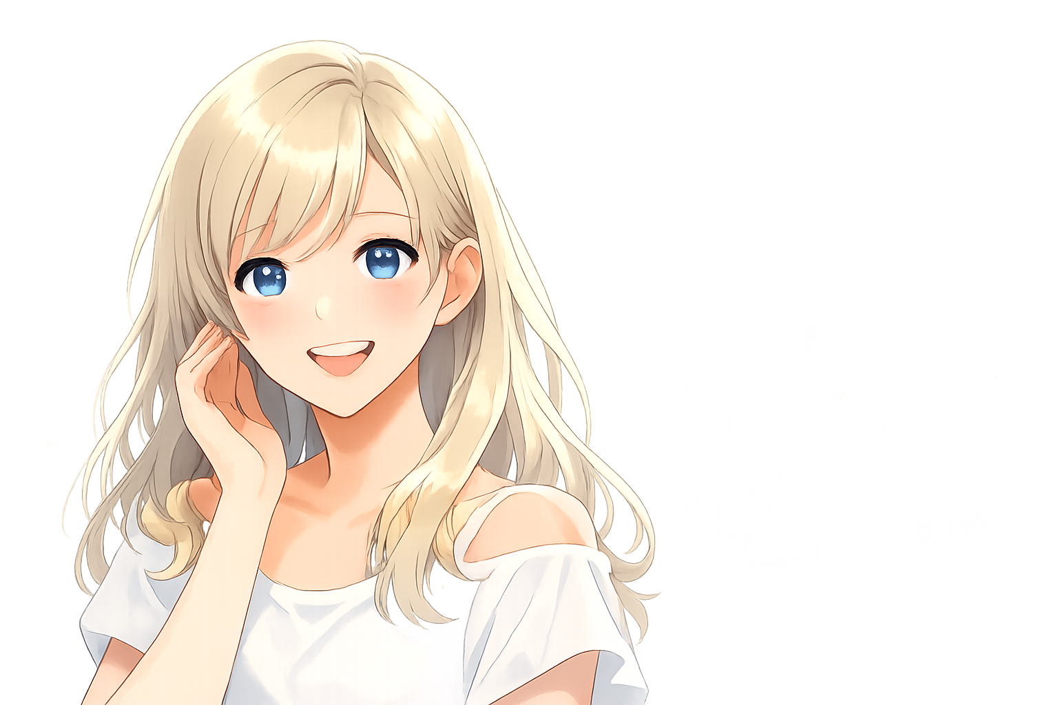 美しく輝く明るめの髪色と透明感のある肌を持つ女性の笑顔